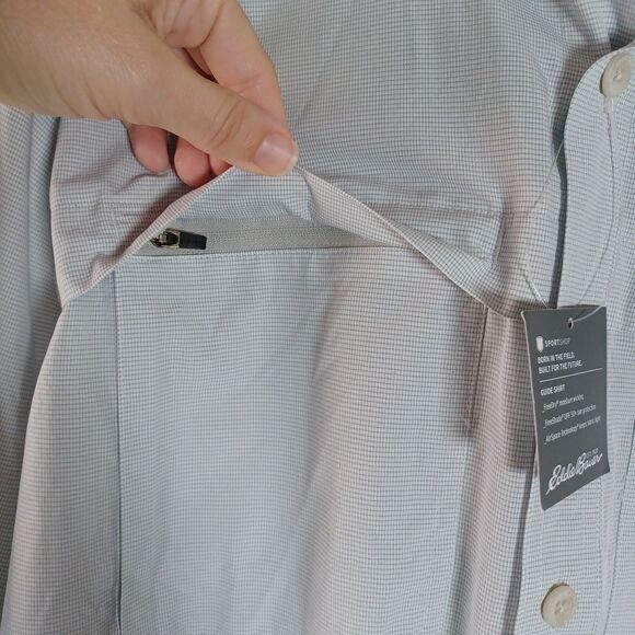 Eddie Bauer Guide Shirt UPF Vented Large Tall Roll Tab Sleeve Outdoors Fishing - Picture 9 of 13